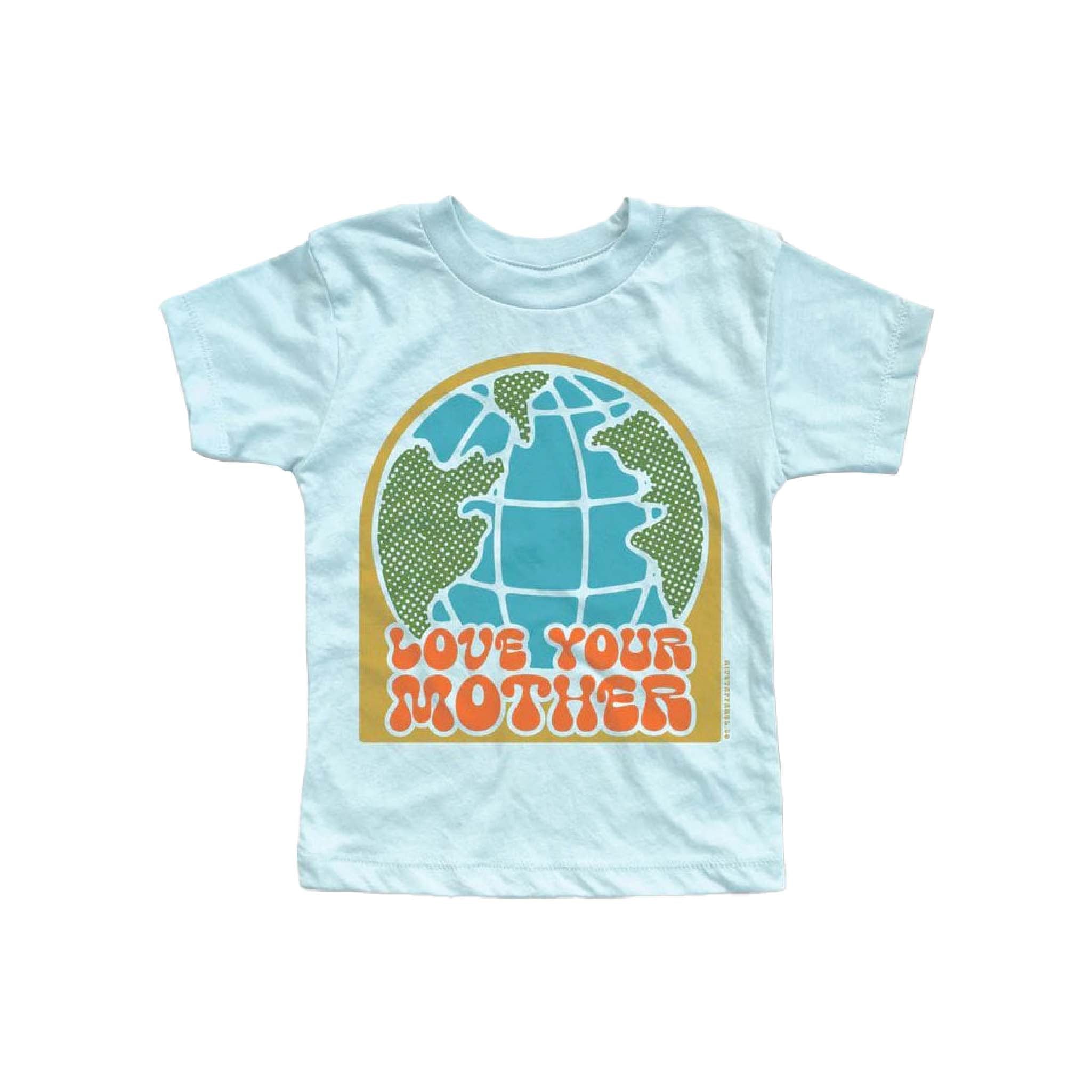 Kids Love Your Mother Lightweight Cotton T-Shirt in Ice Blue