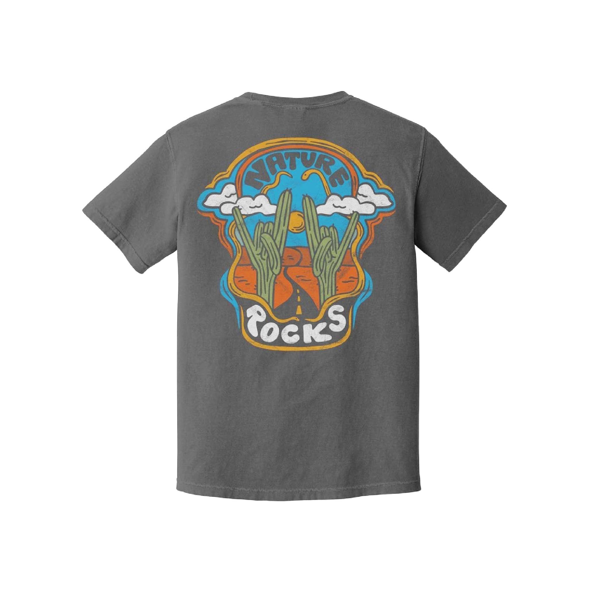 Kids Retro Nature Rocks T-Shirt in Asphalt Grey
