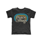 Kids Vintage Wash Peace & Hugs T-Shirt in Black