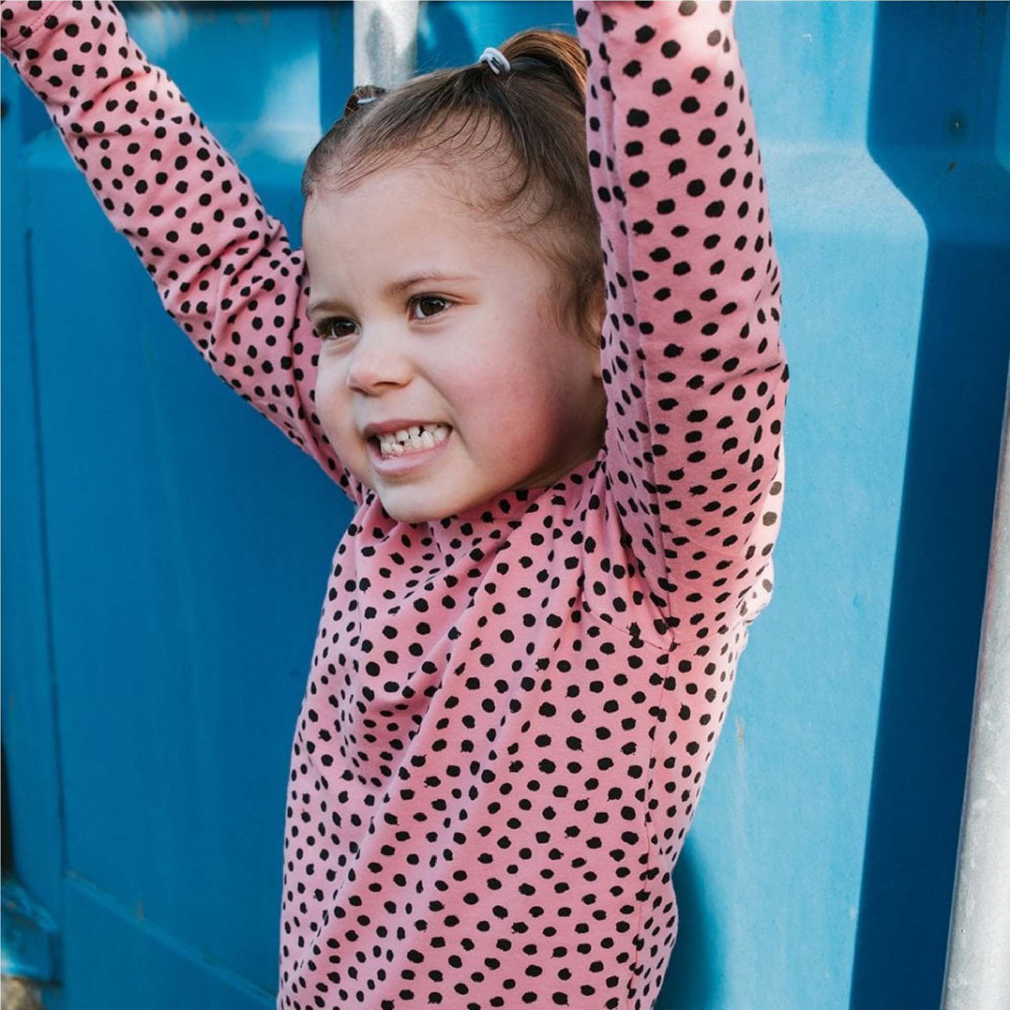 Kids Unisex Sustainable Rose Polka Dot Long-Sleeve T-Shirt