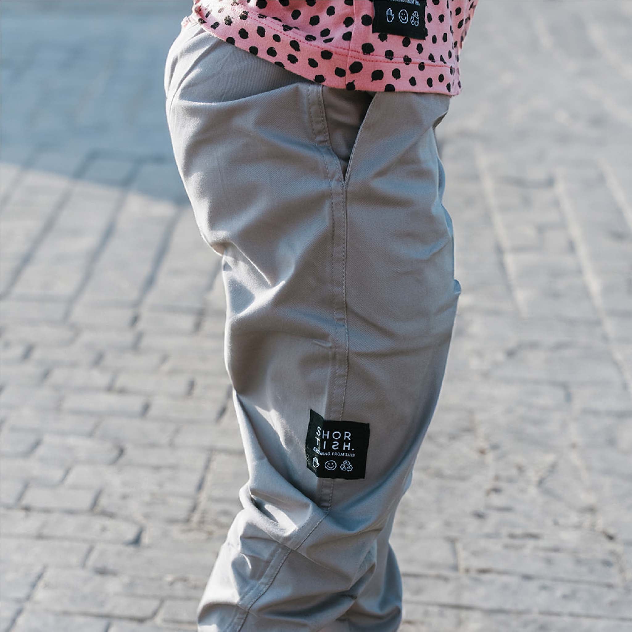 Kids Unisex Sustainable Unisex Stone Grey Slouchy Trousers