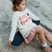 Girls Boho Gold Glitter Tutu Skirt in Blush Pink