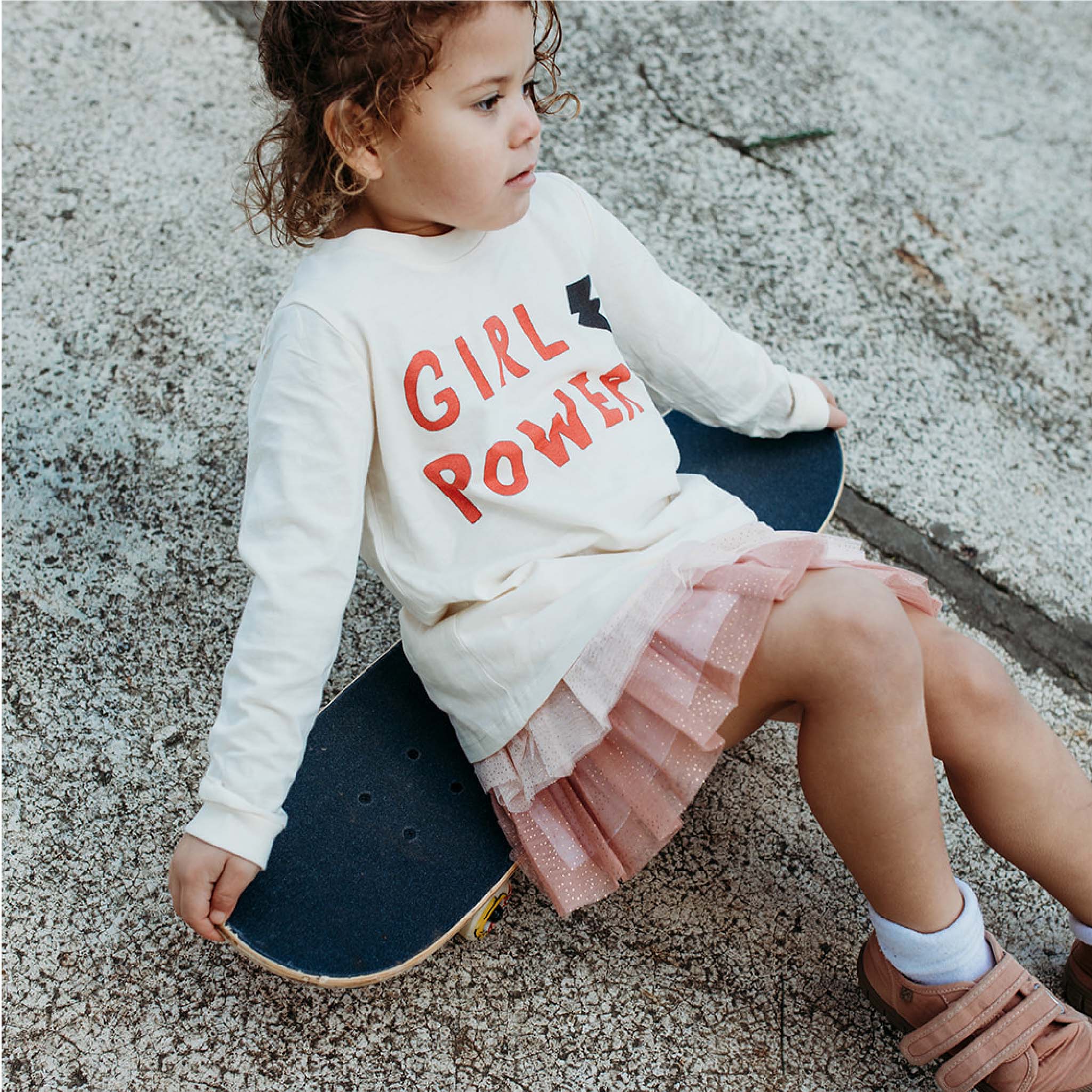 Girls Boho Gold Glitter Tutu Skirt in Blush Pink