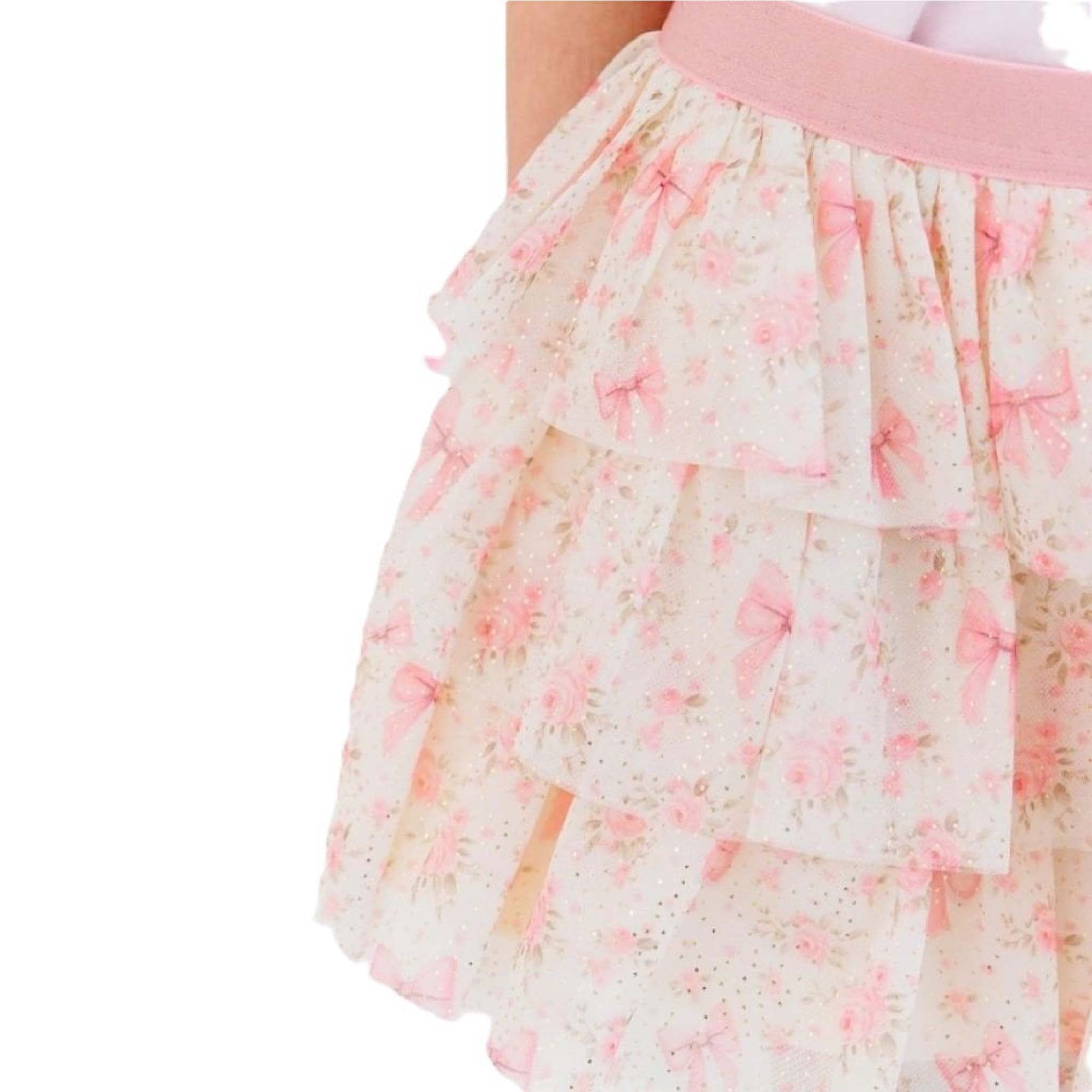 Girls Ditsy Floral Petal Tutu Skirt in Cream