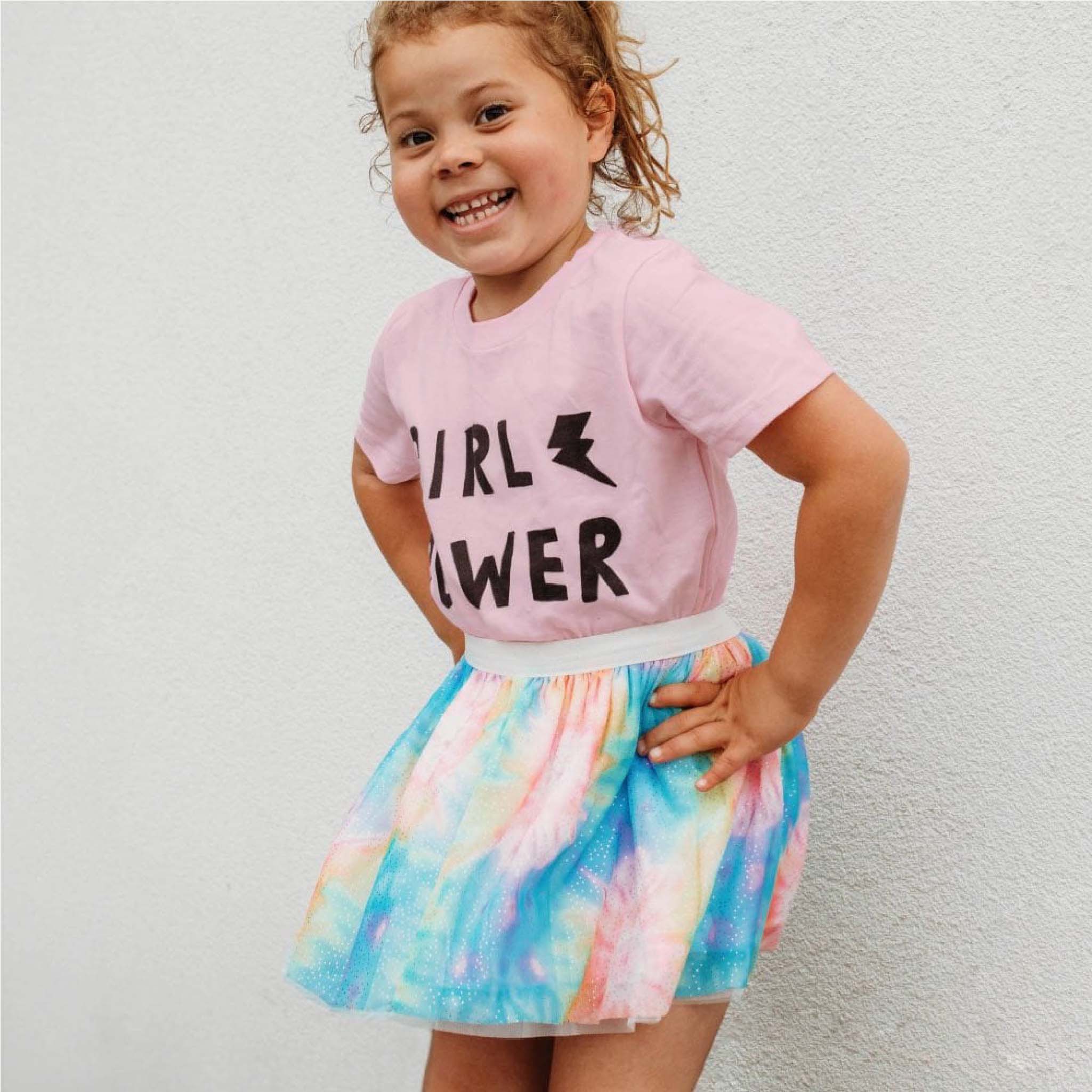 Girls Pastel Tie Dye Glitter Tutu Skirt