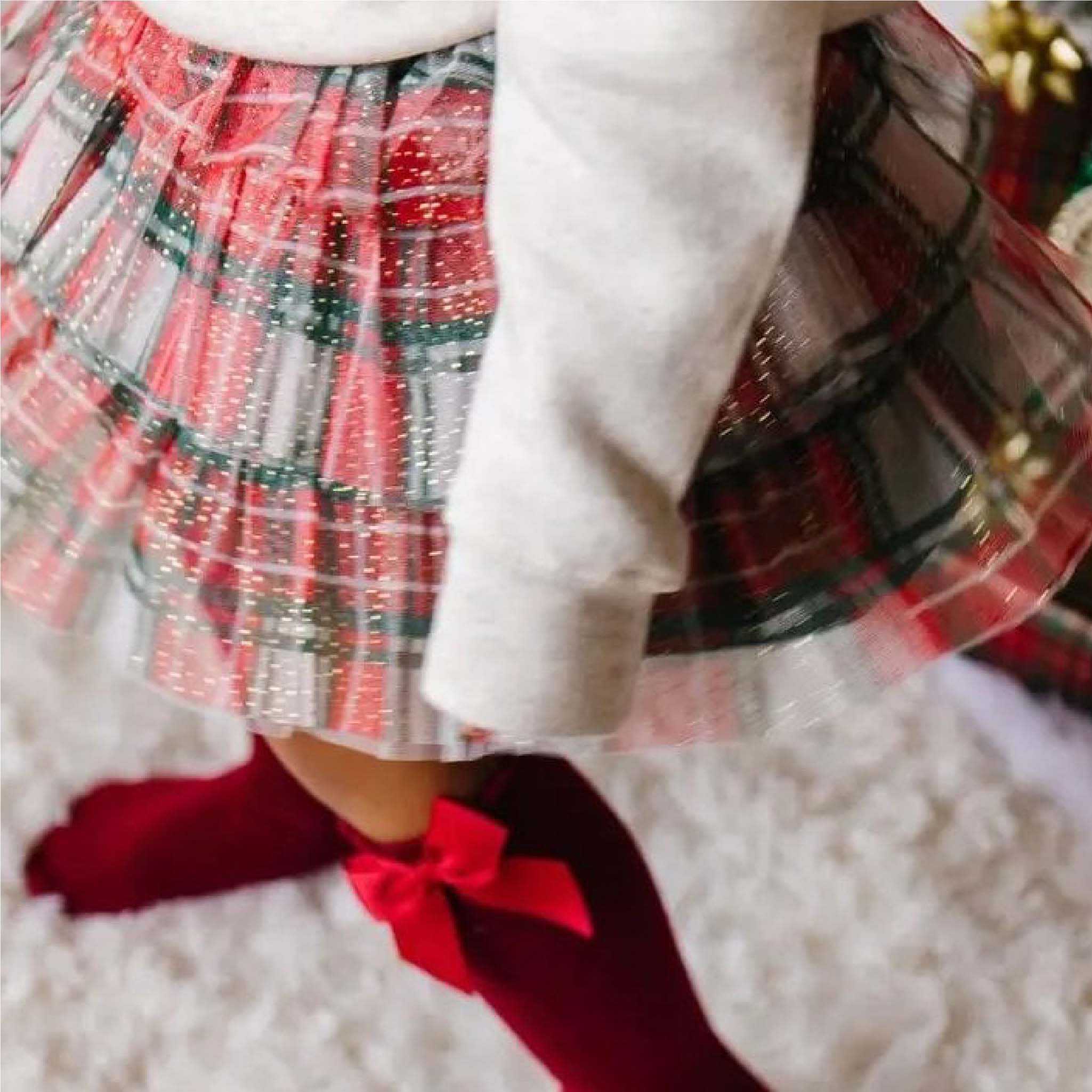 Girls 3-Tiered Tutu Skirt in Red Plaid