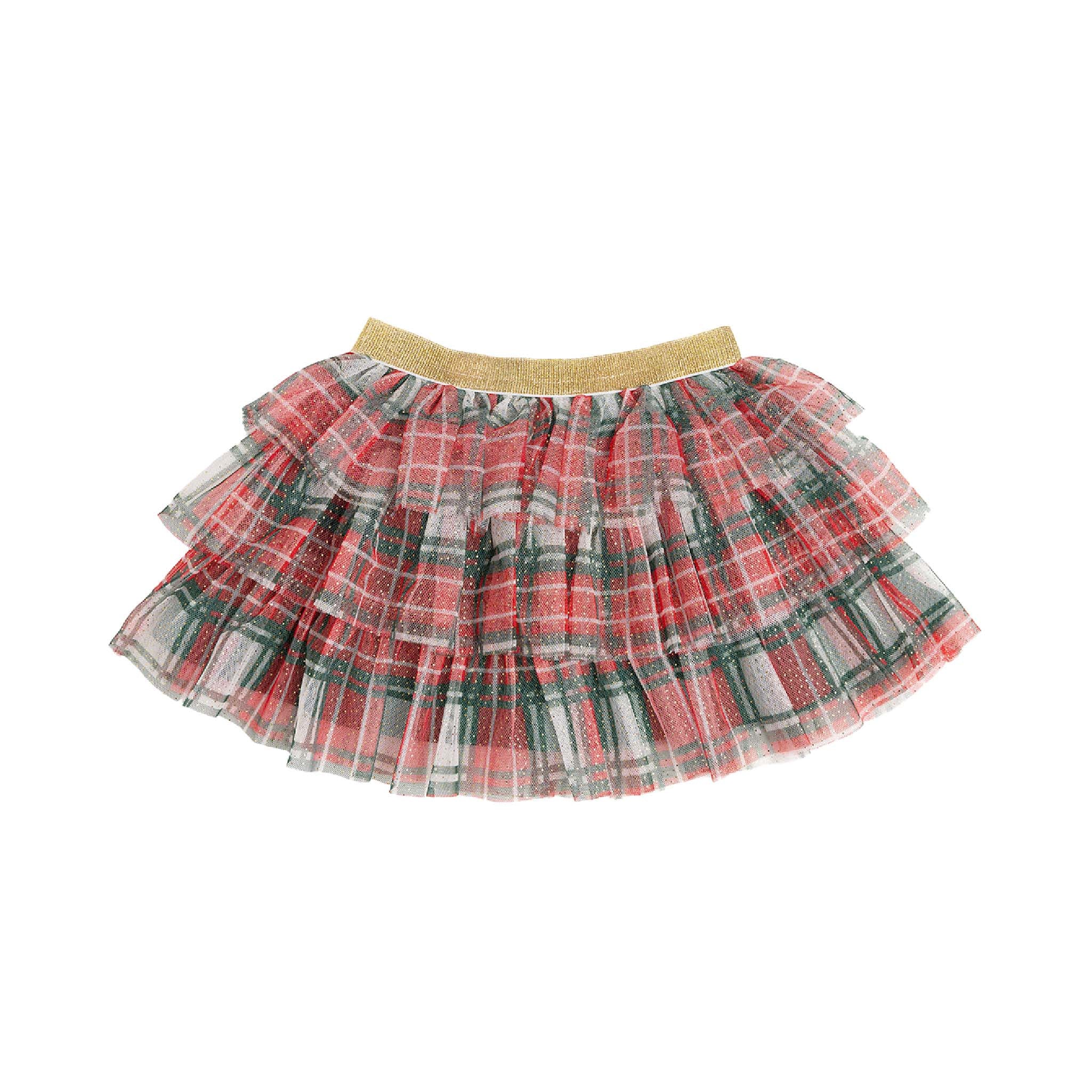 Girls 3-Tiered Tutu Skirt in Red Plaid