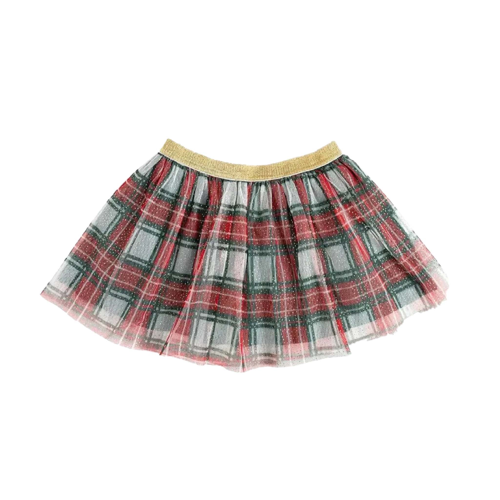 Girls Retro-Inspired Tartan Tutu Skirt in Ruby Red