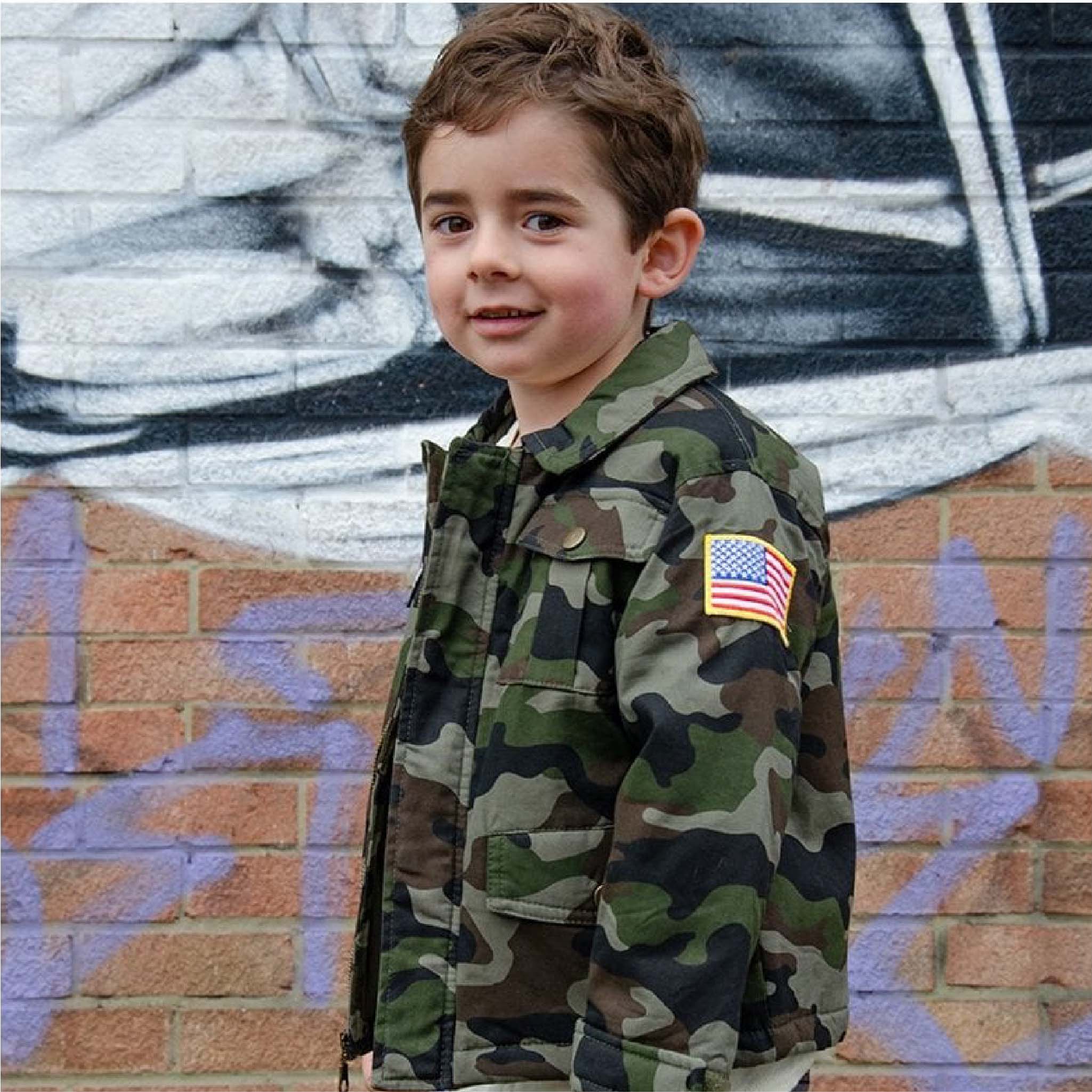 Kids Camouflage Army Jacket — Unisex Vintage-Inspired Military Style