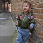 Kids MA-1 Flight Test Bomber Jacket in Ranger Green