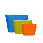 Fluf Zip Set of 3 Pouches in Orange, Citrus & Cobalt