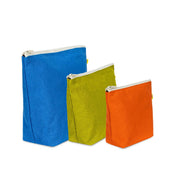 Fluf Zip Set of 3 Pouches in Orange, Citrus & Cobalt