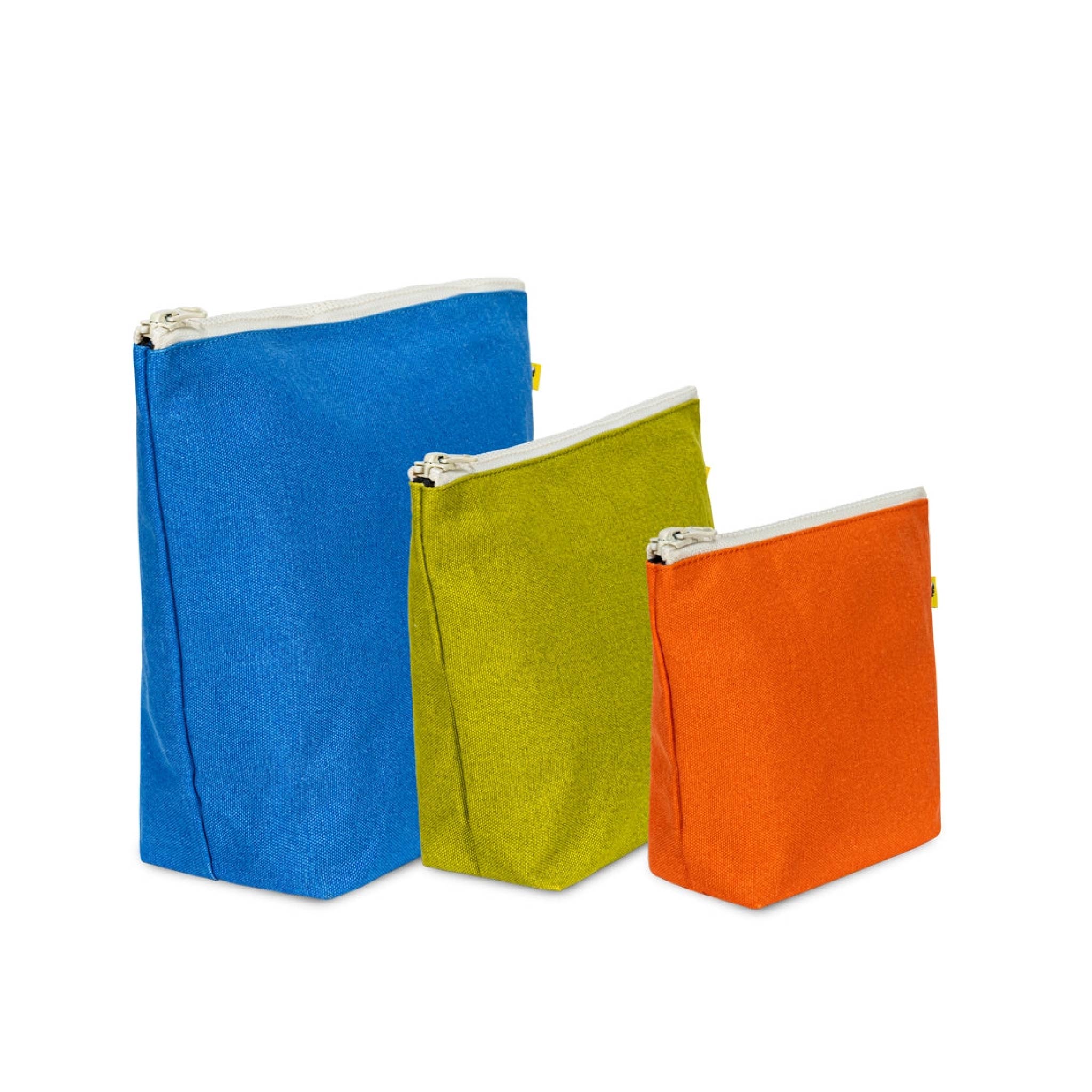 Fluf Zip Set of 3 Pouches in Orange, Citrus & Cobalt