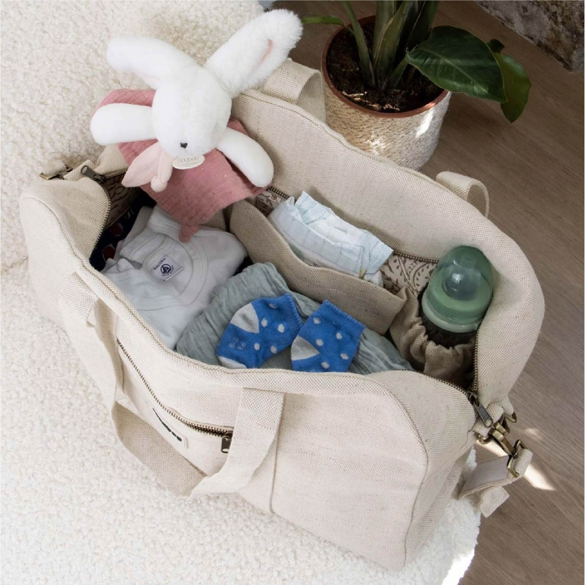 Basile Diaper Bag in Natural Jute