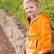 Kids Waterproof Shell Rain Jacket in Lava Orange