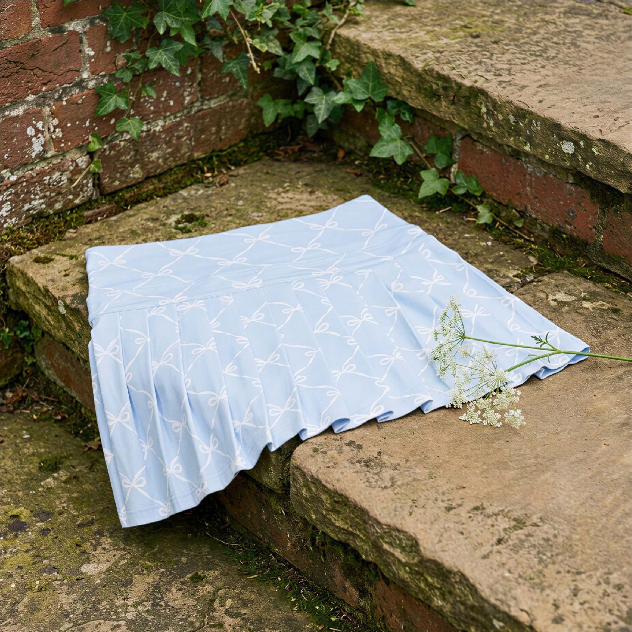 Powder Blue Bow Trellis Skort