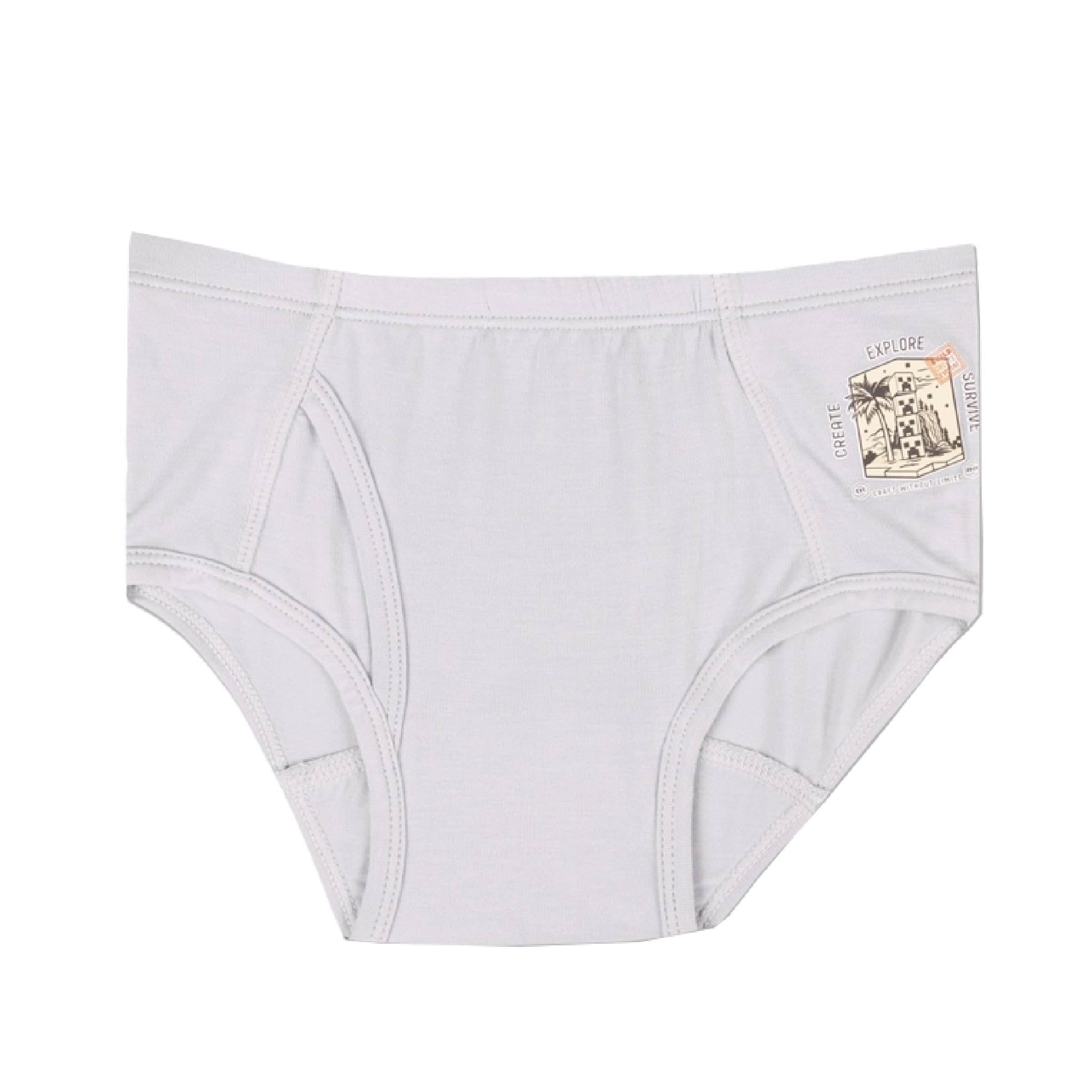 Light grey Minecraft bamboo briefs from the Bellabu Bear boys 7-pack