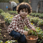 Kids Organic Garnet Plaid Flannel Long Sleeve Shirt