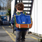 Léo Tricolore Schoolbag in Electric Blue