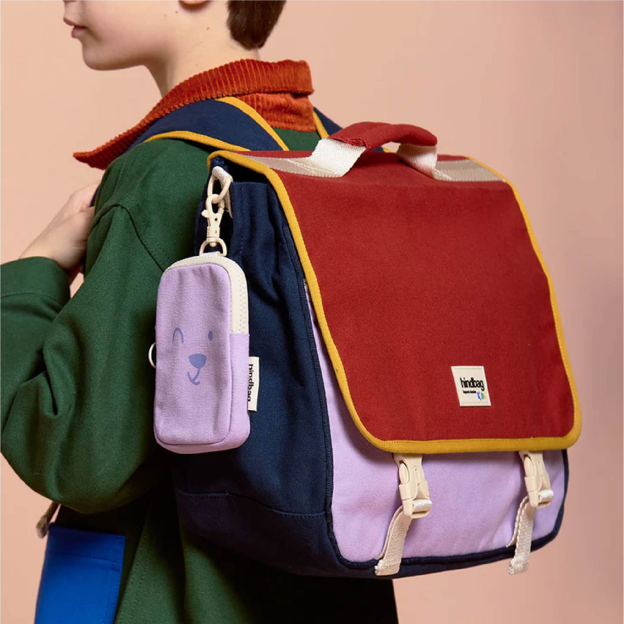 Léo Tricolore Schoolbag in Terracotta