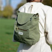 Mini Eliot Backpack - Organic Cotton Canvas in Olive Green