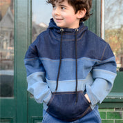 Kids Unisex Denim Hoodie with Multi Wash Panels