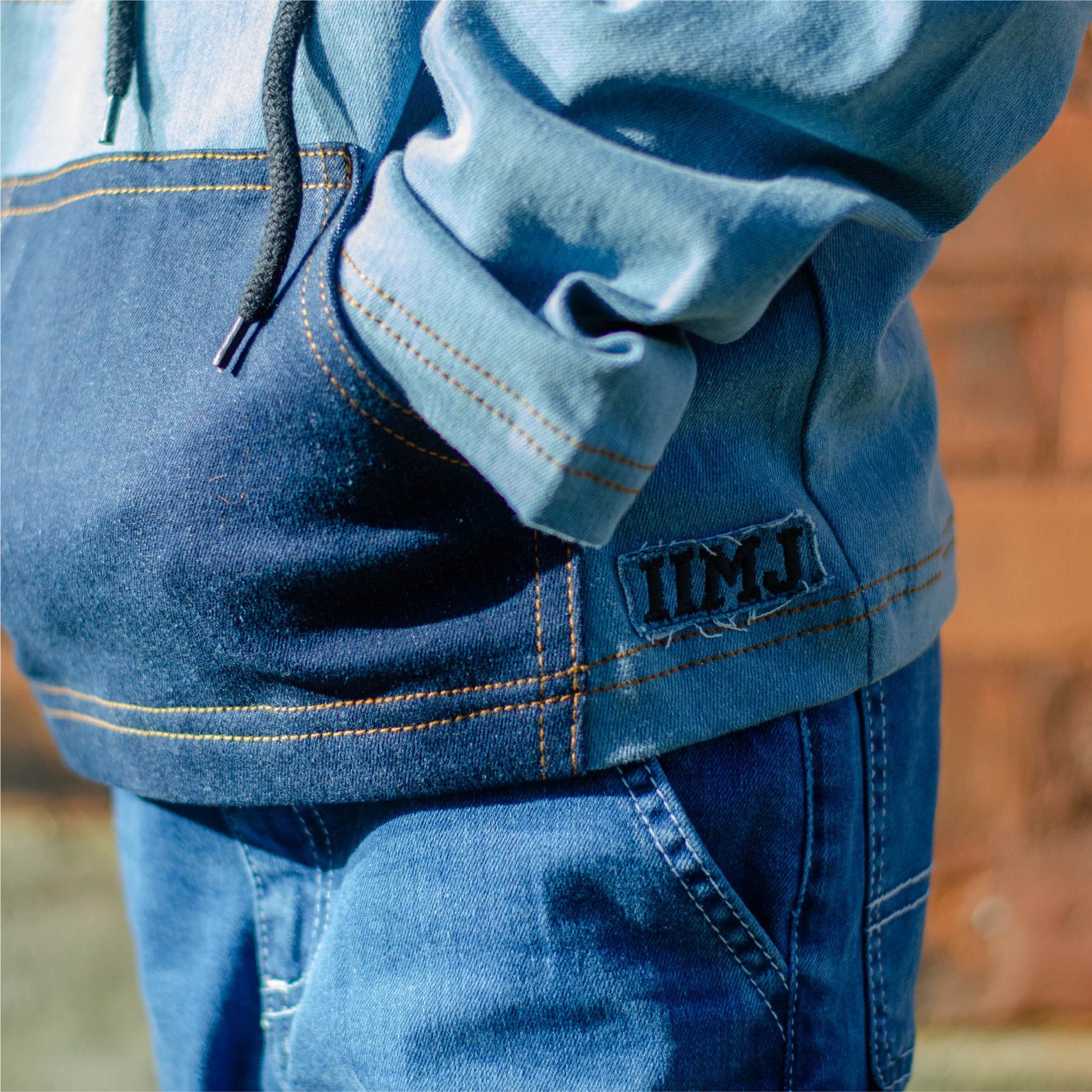 Kids Unisex Denim Hoodie with Multi Wash Panels