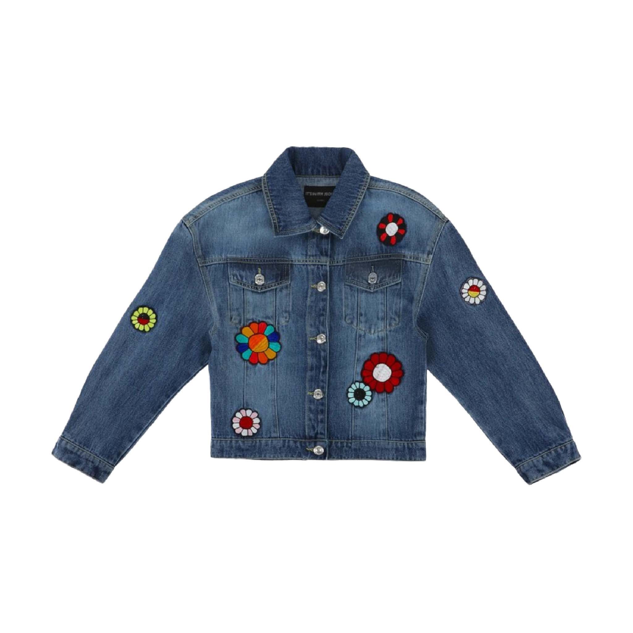 Premium Handcrafted Denim Jacket Floral Appliqué