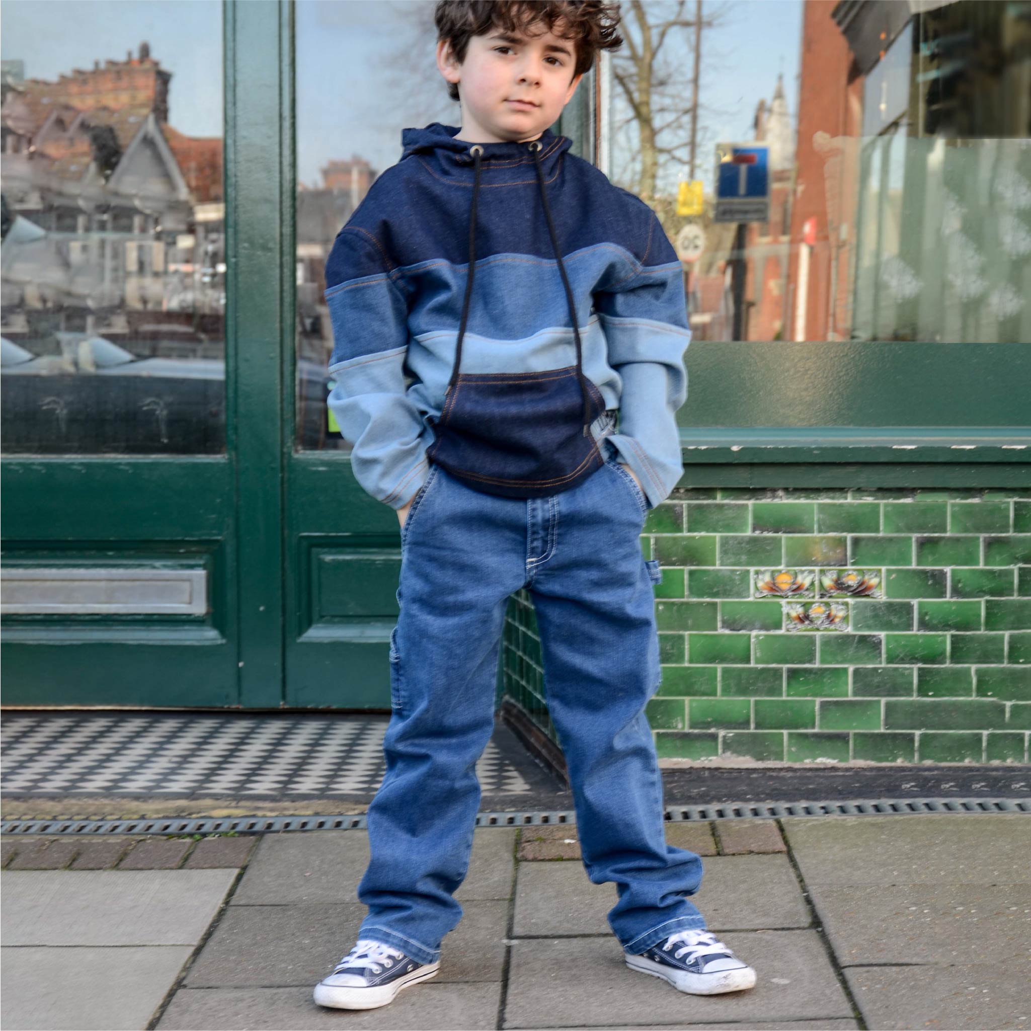 Kids Unisex Baggy Cargo Jeans in Blue