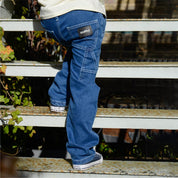 Kids Unisex Baggy Cargo Jeans in Blue
