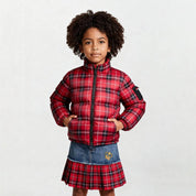 Kids Unisex Red Flannel Puffer Jacket