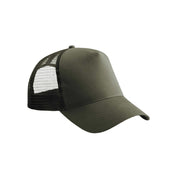 Kids No‑Logo Trucker Hat in Olive & Black