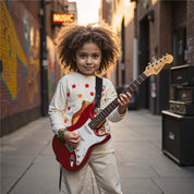 Kids Guitar Burst Organic Cotton Long-Sleeve T-Shirt in Natural