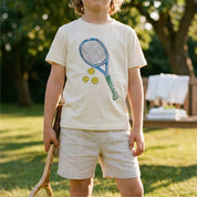 Tennis Racket Organic Cotton Tee · Natural
