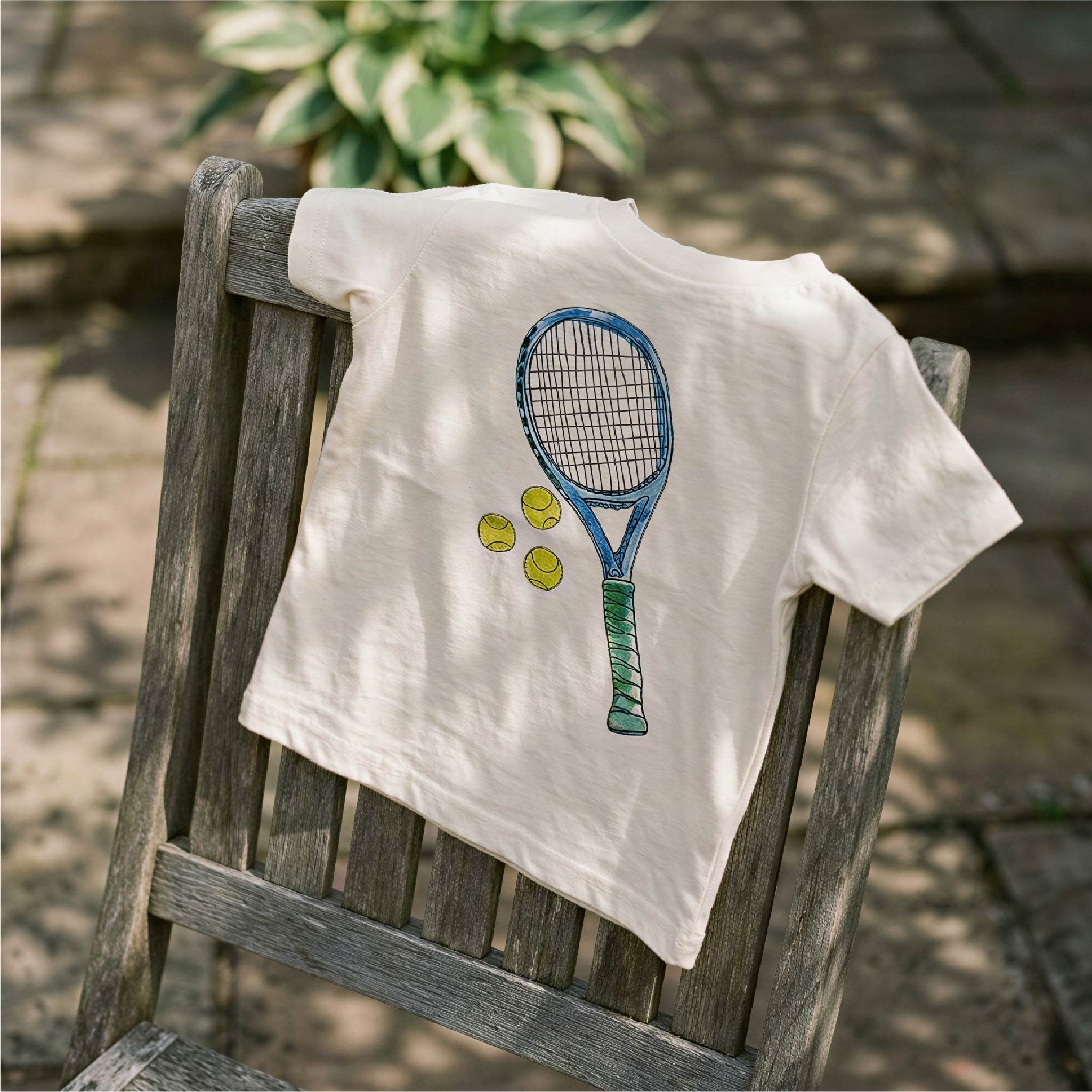 Tennis Racket Organic Cotton Tee · Natural