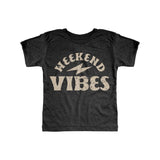 Kids Vintage-Wash Weekend Vibes T-Shirt in Charcoal Grey