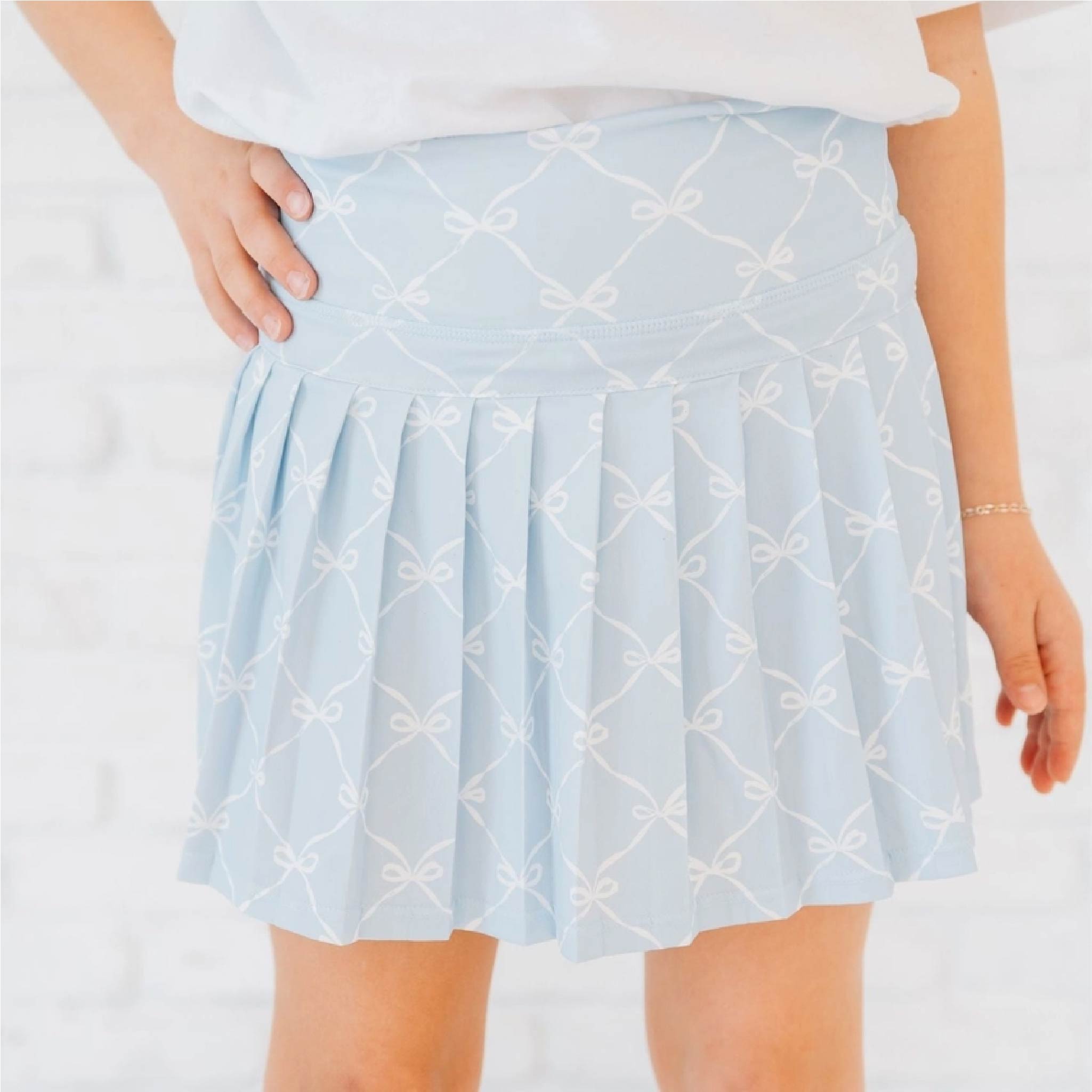 Powder Blue Bow Trellis Skort