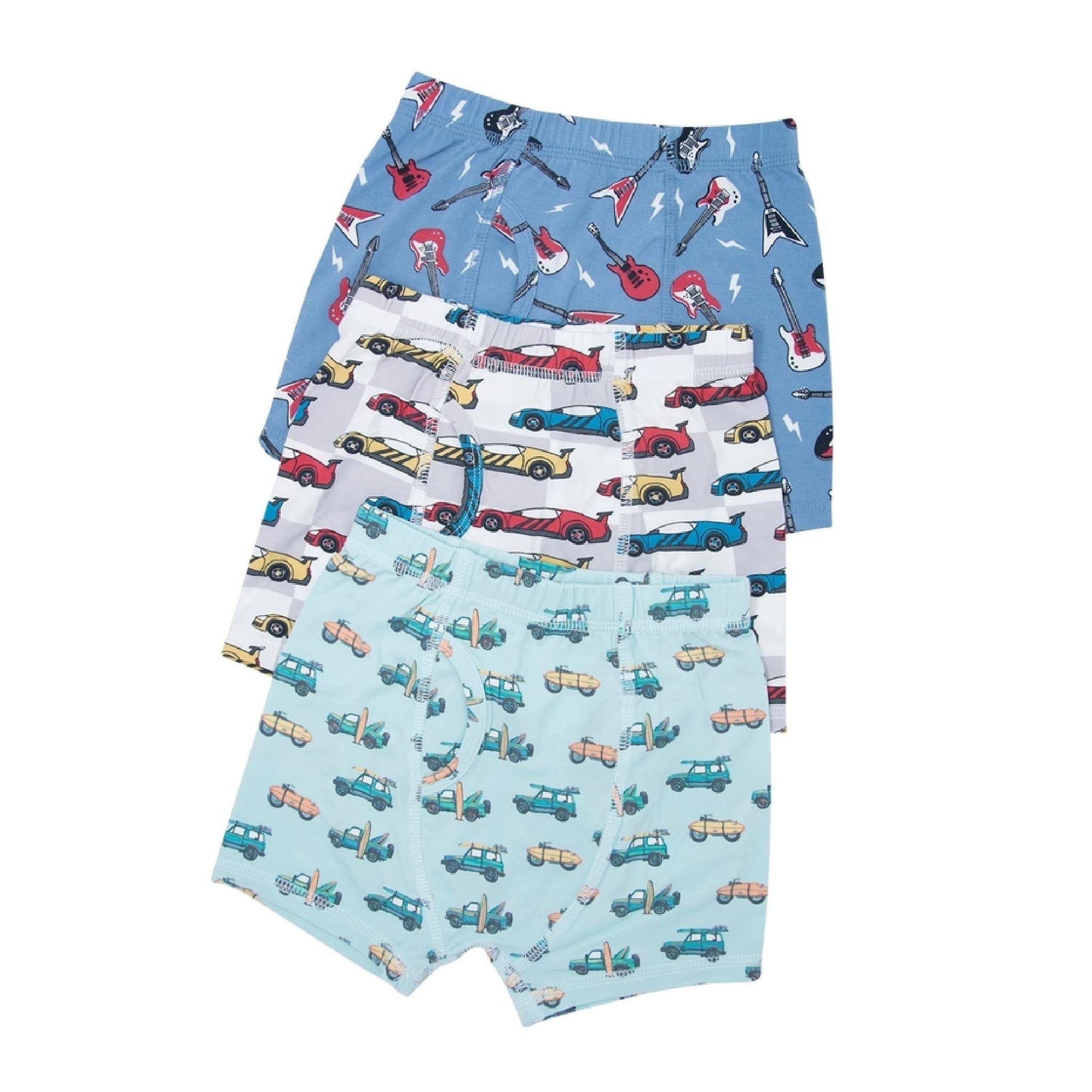 Trunks 3 Pack Rock N Roll + Check Surf + Matchbox Cars