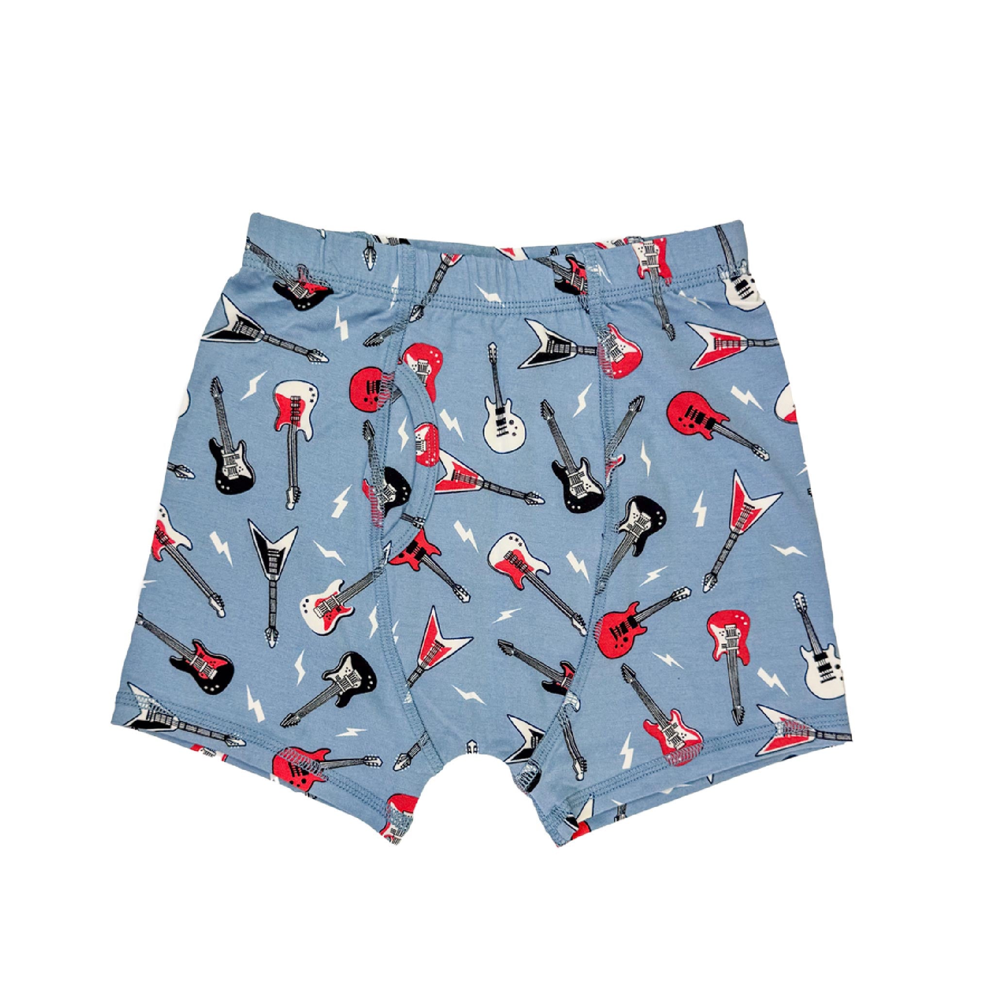 Boys Bamboo Trunks 3-Pack, Rock N Roll Blue + Check the Surf + Matchbox Cars