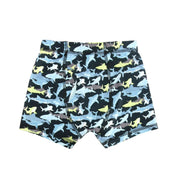 Sweet Bamboo Sharky print bamboo trunks, part of the boys tag-less 3-pack at All Things Dylan