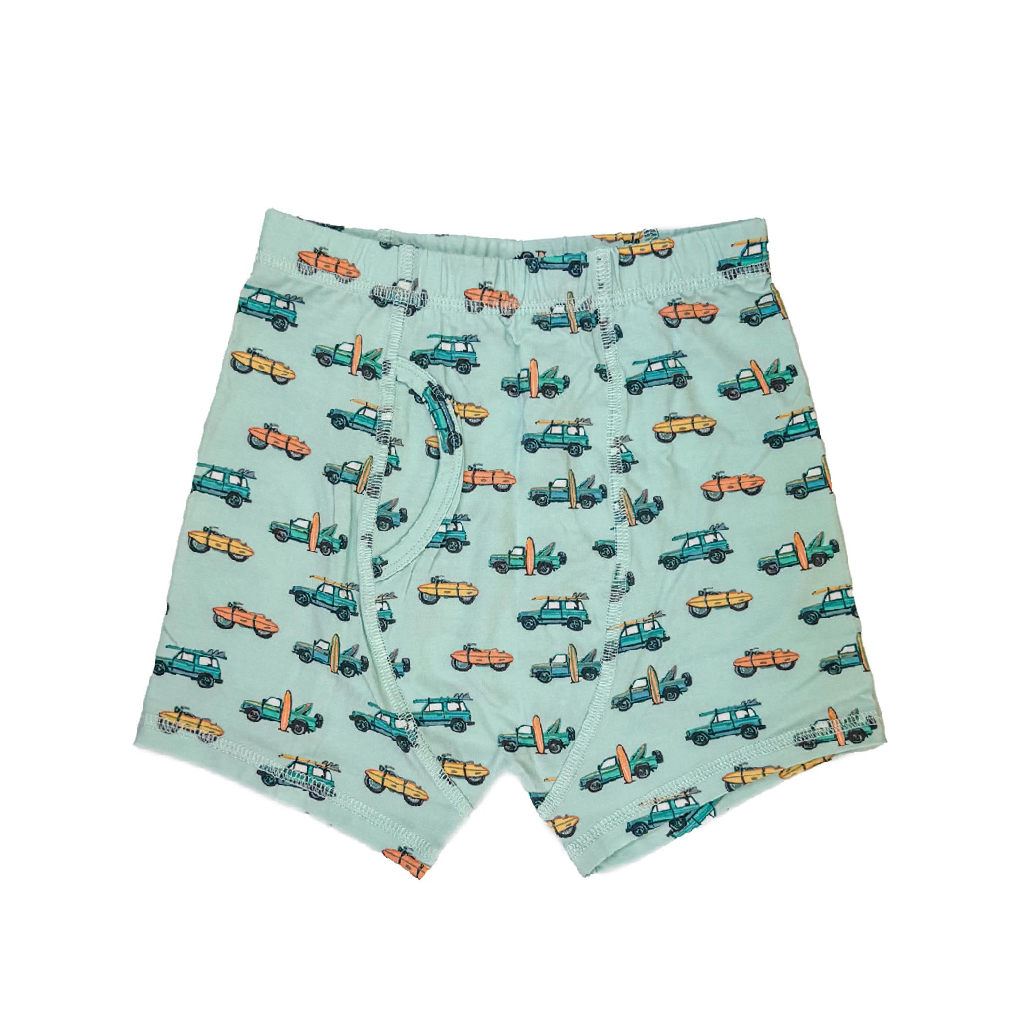 Boys Bamboo Trunks 3-Pack, Rock N Roll Blue + Check the Surf + Matchbox Cars