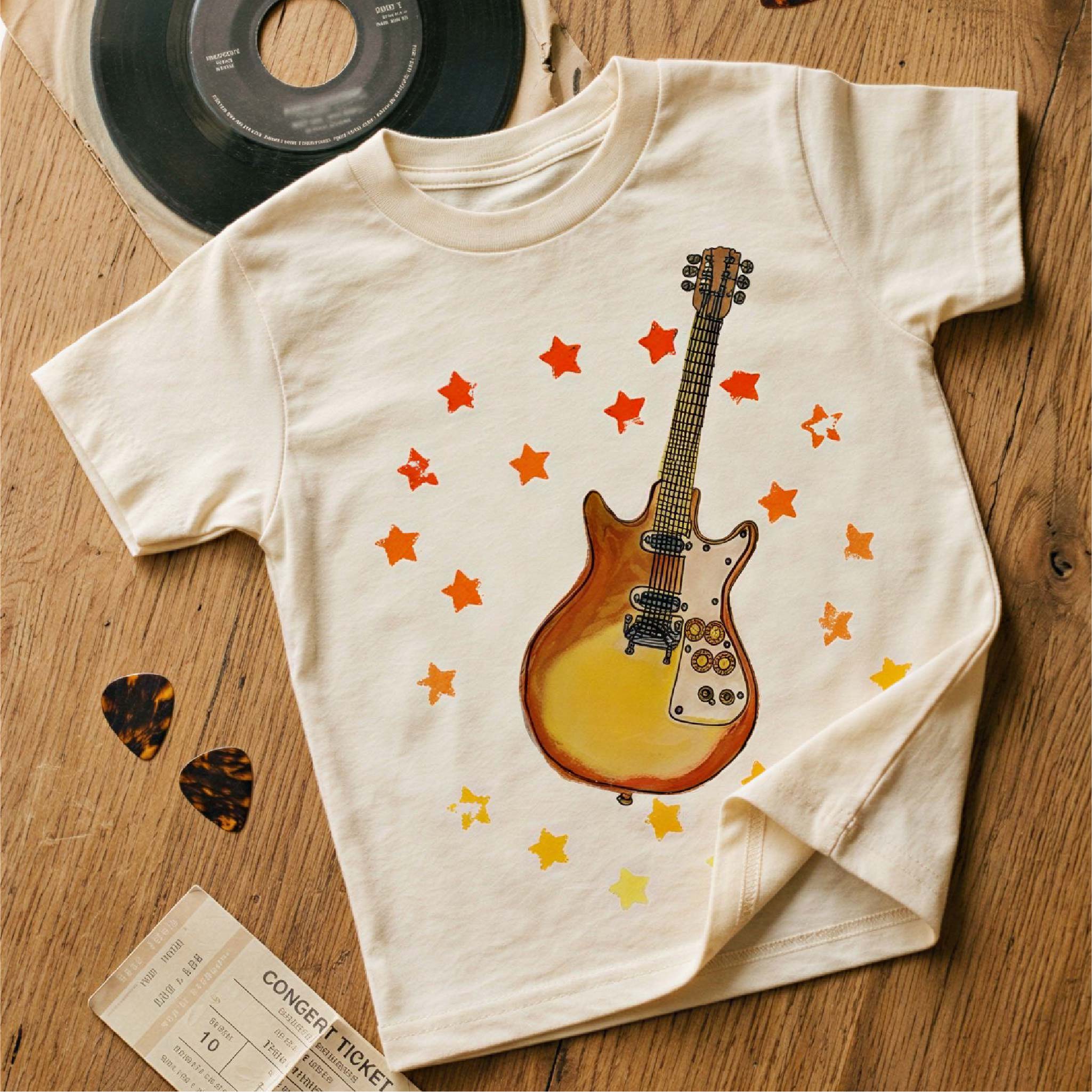 Guitar Burst Organic Cotton Tee · Natural