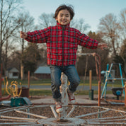 Kids Unisex Red Flannel Puffer Jacket