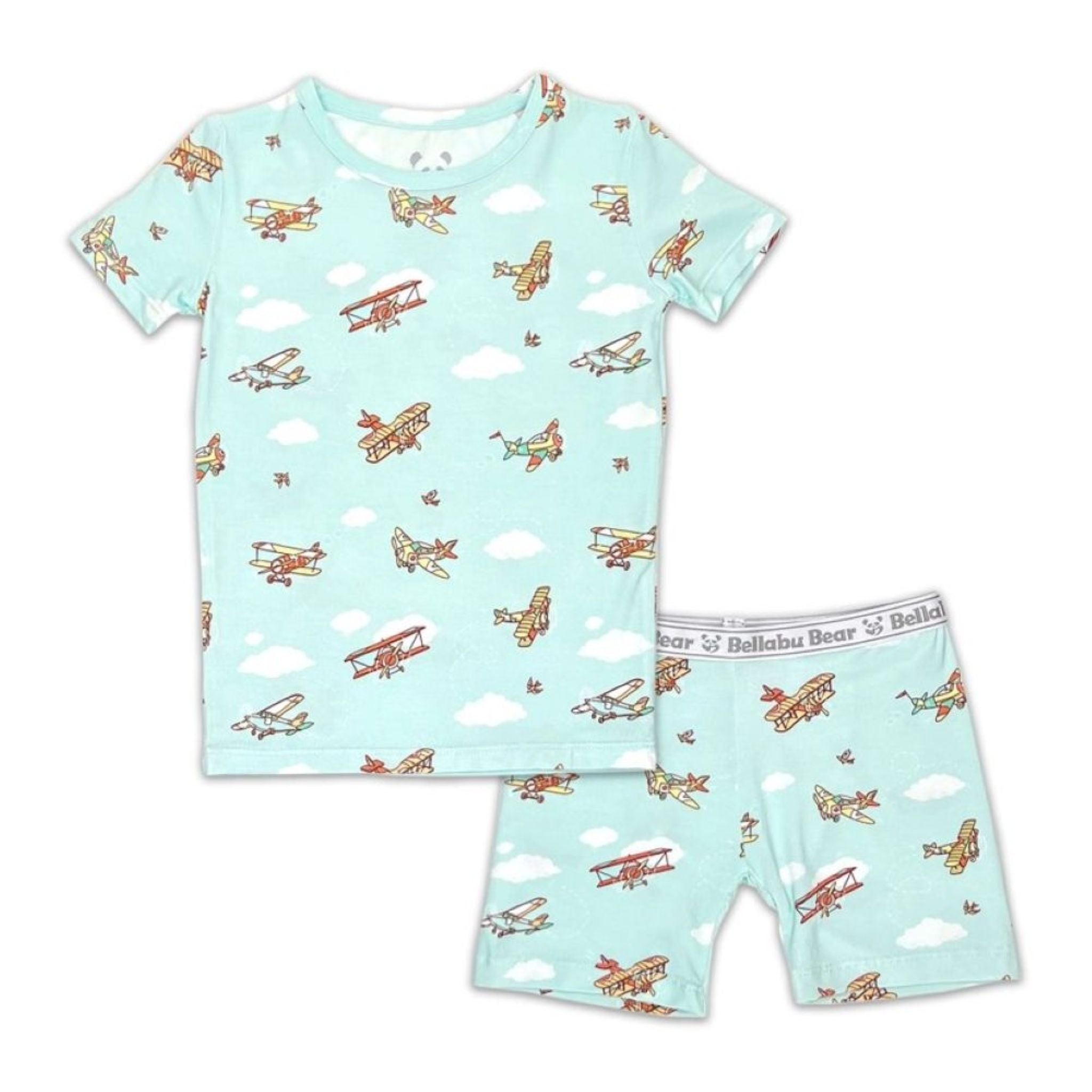 Bamboo Pyjamas Short Set Vintage Airplanes