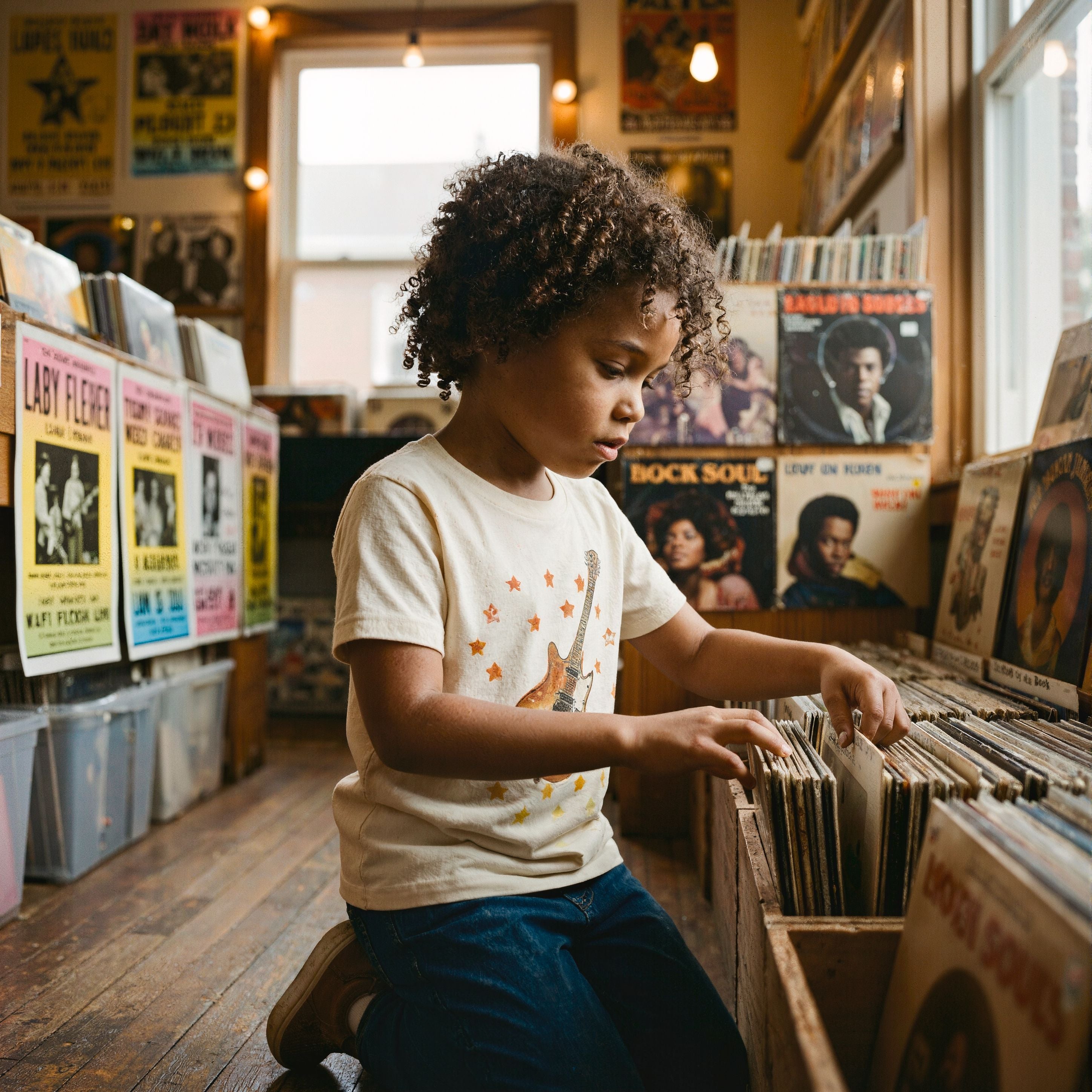 Guitar Burst Organic Cotton Kids T-Shirt | Natural