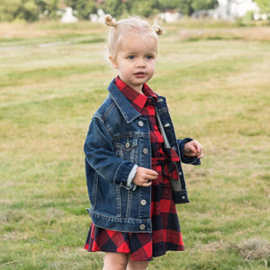 Colourful Childhood | Red & Black Long Sleeve Plaid/checked Dress