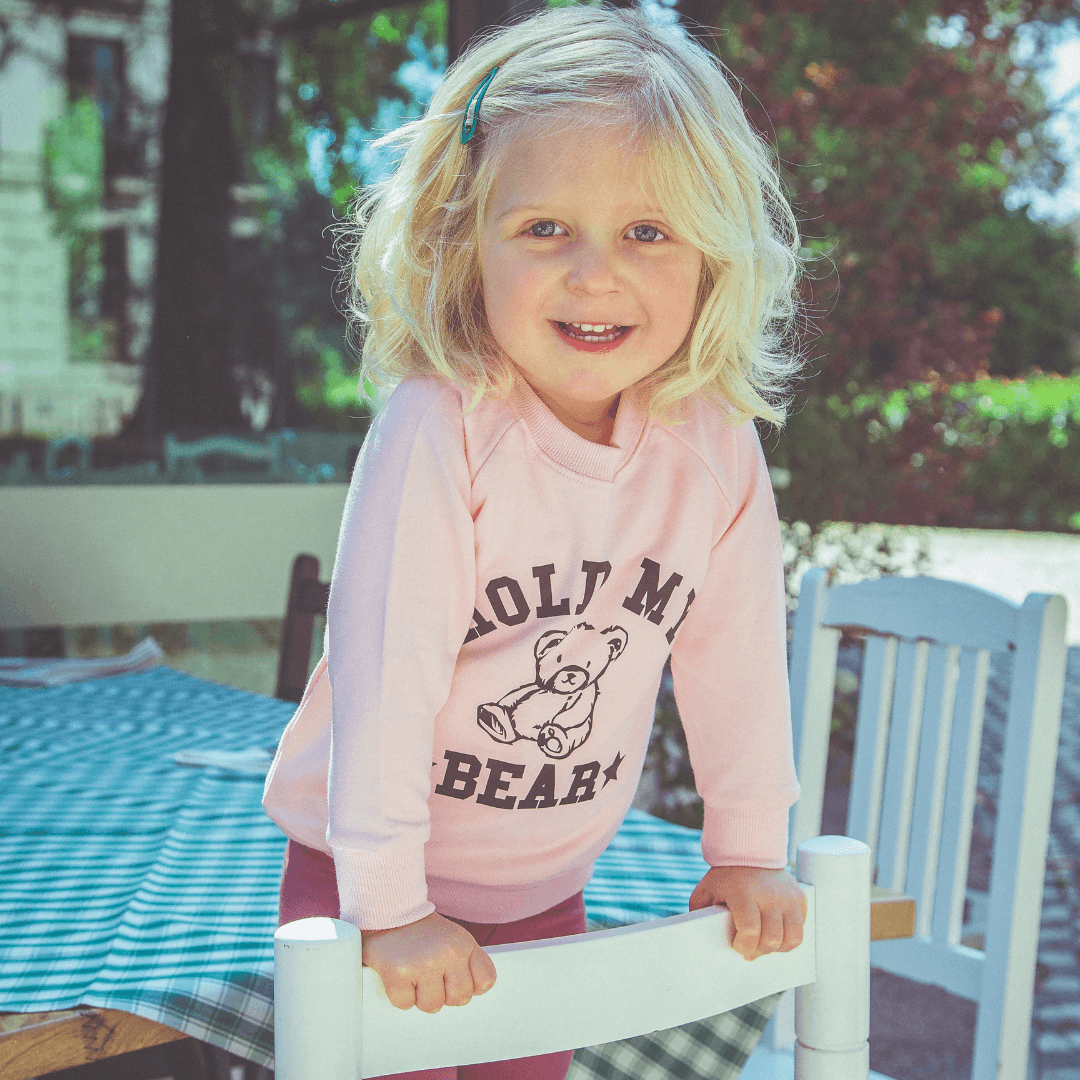 Portage and Main • Unisex Kids Pink Hold My Bear Sweatshirt - All Things Dylan