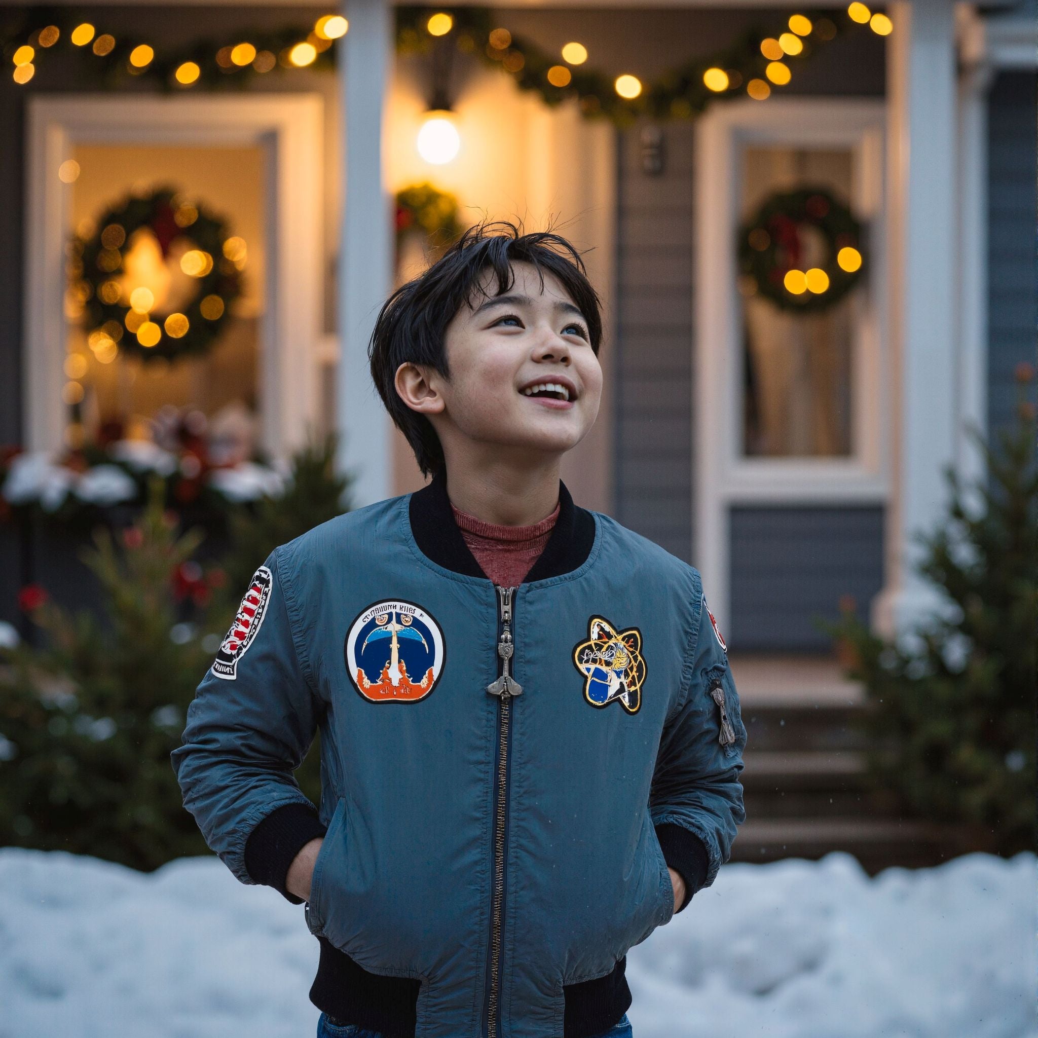 Kids NASA Space Shuttle Bomber Jacket in Blue